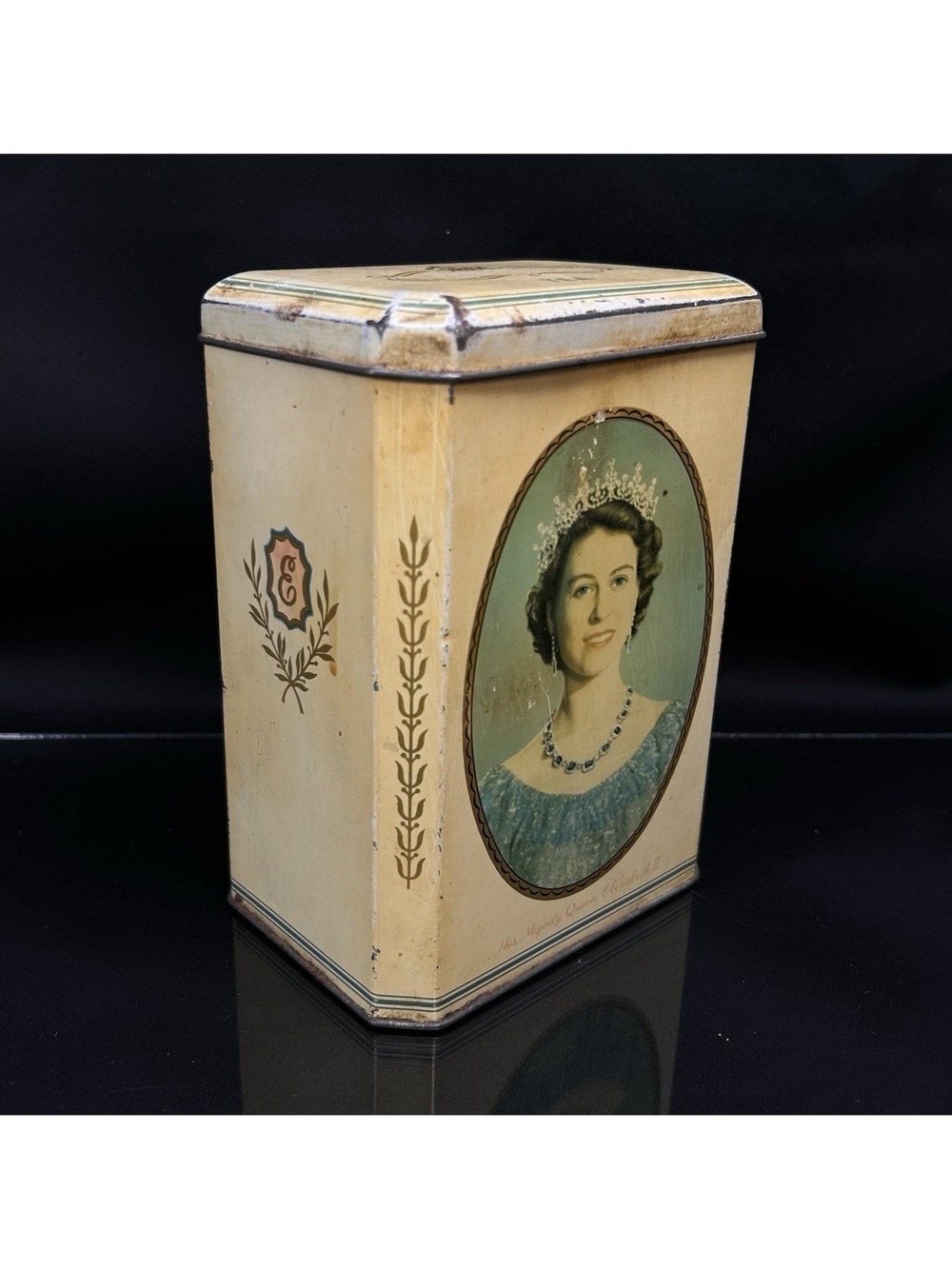Vintage Coronation Tin Queen Elizabeth & Duke of Edinburgh 1953 Commemorative